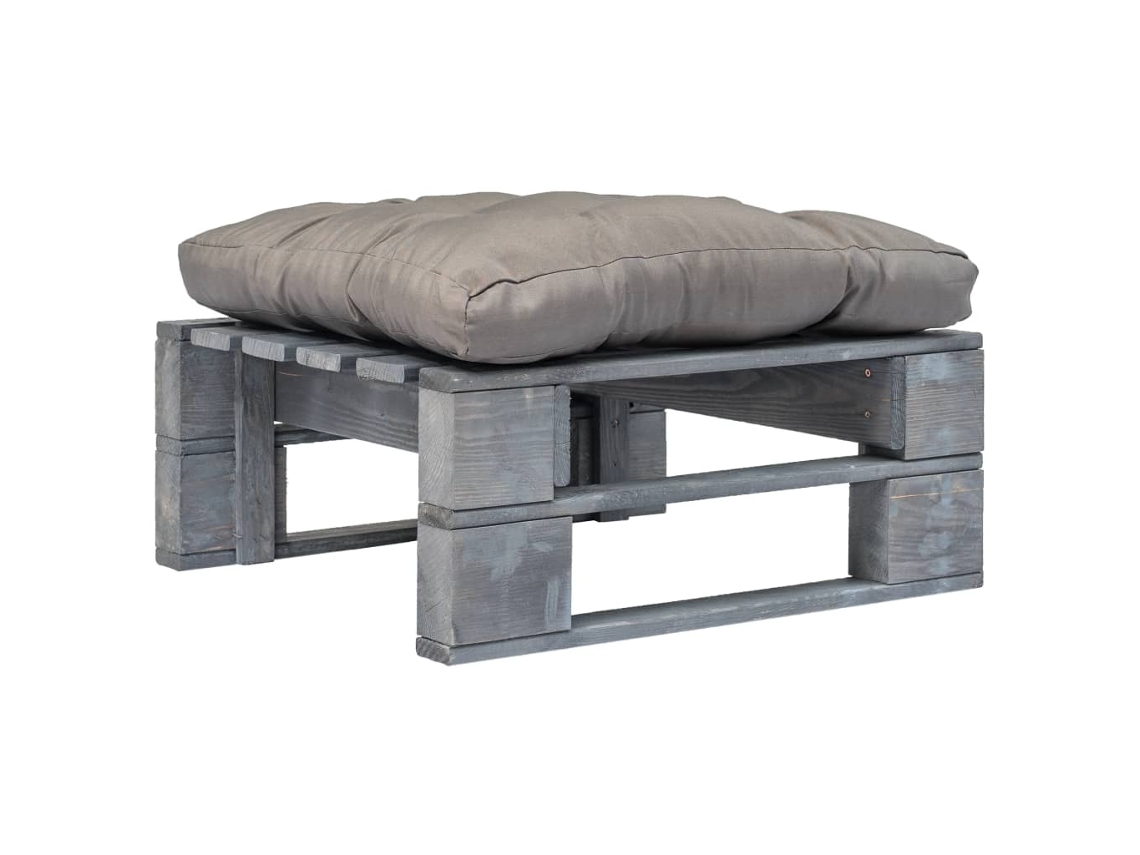 Otomana De Paletes Com Almofadã£o Cinzento Madeira Cinzenta DKD HOME DECOR