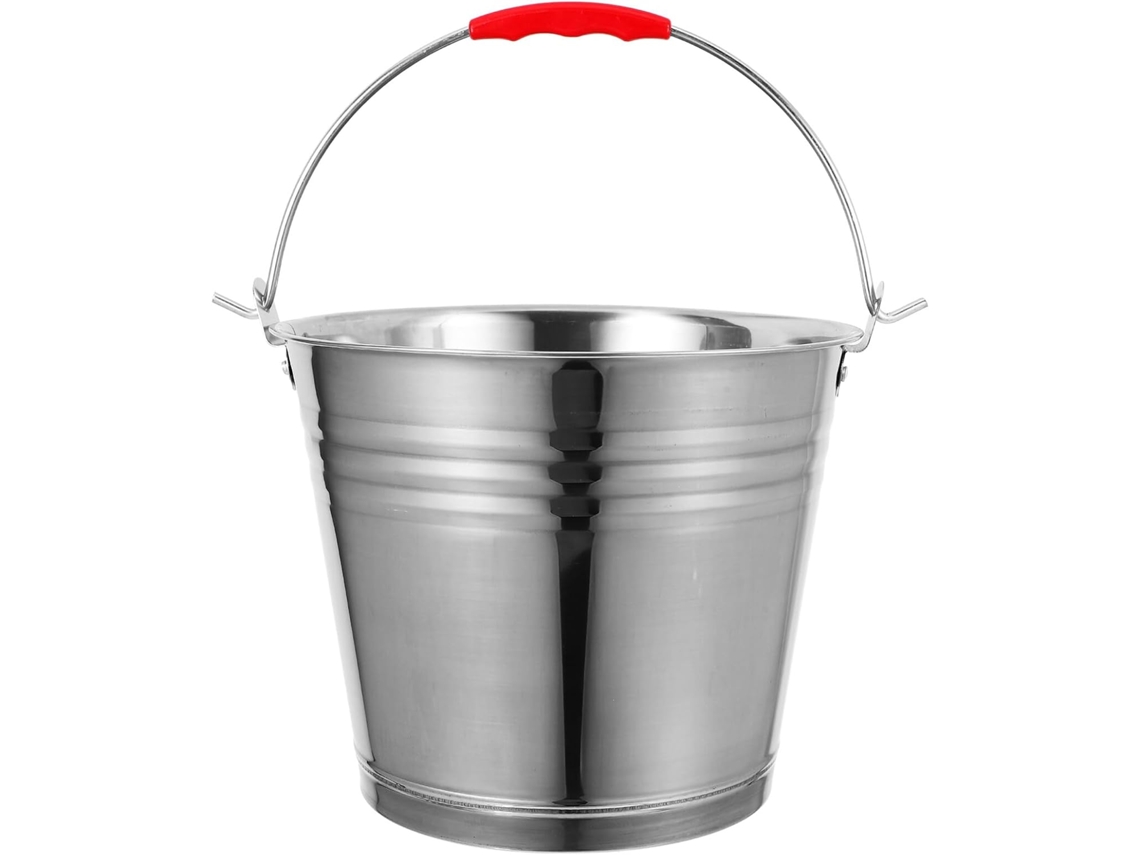 Balde Multifuncional De Aço Inoxidável, Prático E Resistente, 6l, Cor Prata.