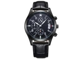 Reloj De Pulsera Para Hombre Biden De Cuero Pu Con Movimiento De Cuarzo Dial Negro