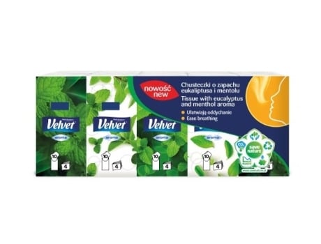 Lenços De Papel Com Estampa Aveludada, Aroma De Menta, 10 Pacotes Velvet