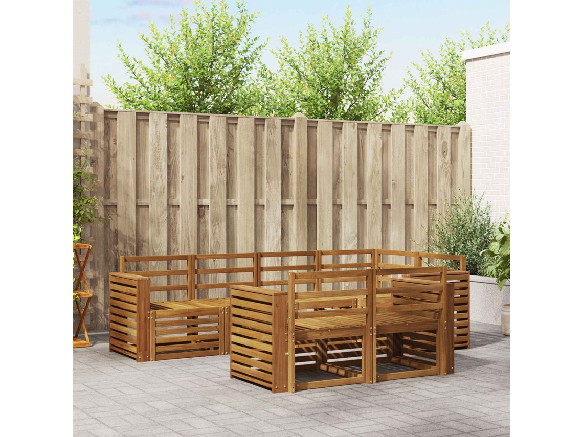 Vidaxl Conjunto De Sofás Para Exterior 7 Unid. Natural Poliéster