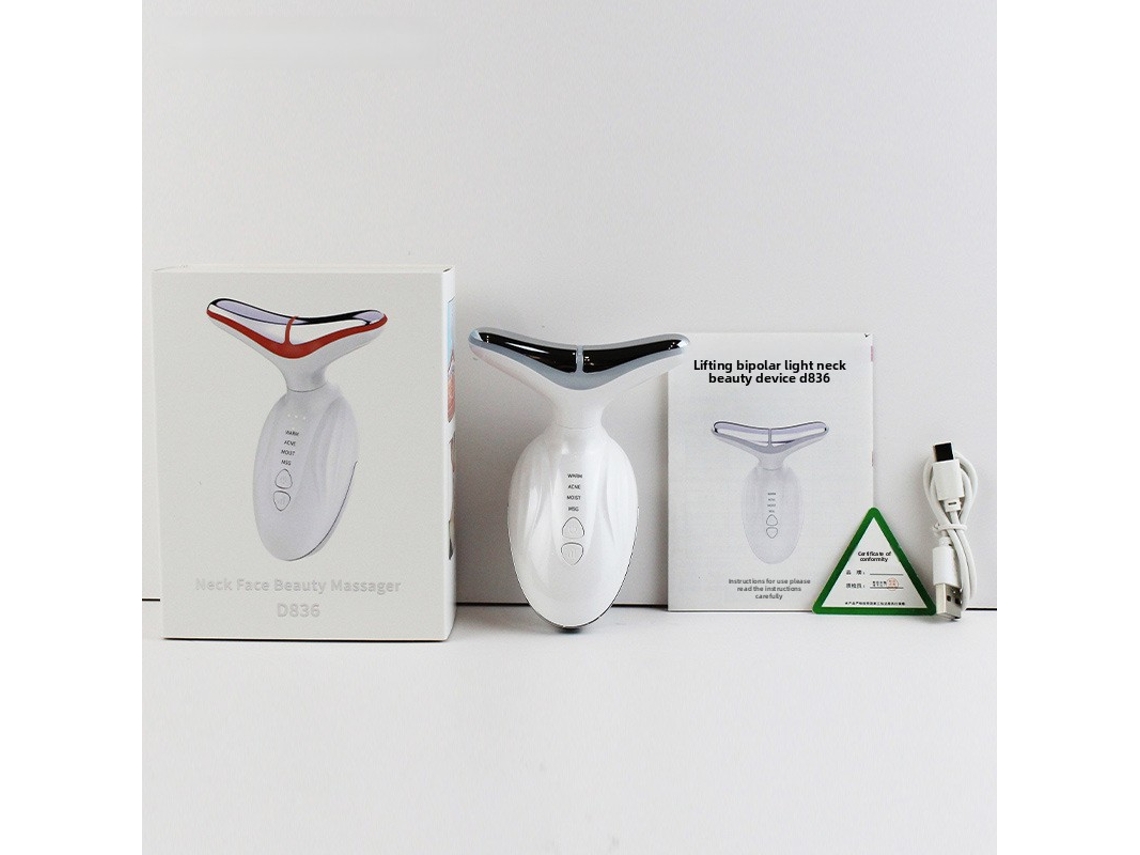 Aparelho Pescoço Branco Luz Cor Lifting Massagem Rugas Microcorrente Facial Ionização Portátil WEBPLAT