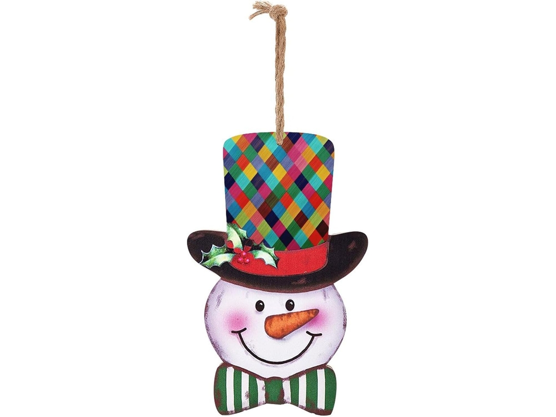 Enfeite De Natal De Madeira Com Boneco De Neve E De- Bon Variação 2318