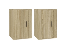 Wall-mounted Tv Cabinet Set, Wall-mounted Tv Cabinet Sets Vidaxl Marrom Madeira Processada (n/a)