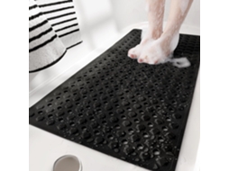 Tapete de Banho Antiderrapante para Chuveiro 88x40cm Pvc Resistente a Mofo, Lavável na Máquina e Suave para a Pele HENTEN HOME Preto