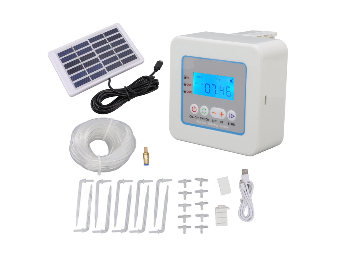 Kit Irrigação Gotejamento Solar Automático Timer Programável Display Led