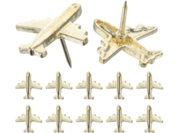 Pinos Avião em Metal Dourado Ibasenice, 36 Peças para Boletim