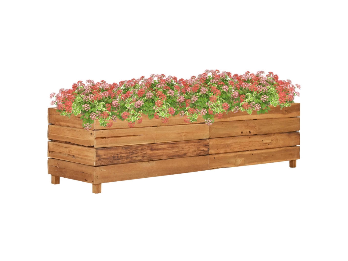 Vidaxl Vaso/floreira 150x40x38 Cm Madeira De Teca Reciclada E Aço