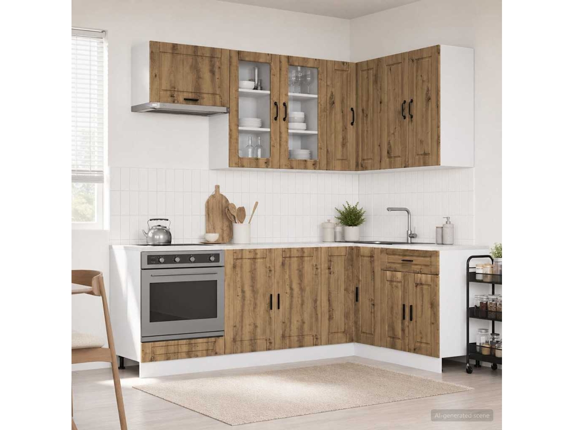 Vidaxl Unidade De Cozinha Porto 8 Pcs Carvalho Arttisan
