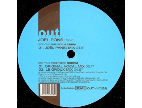 Vinil Panic, Joël Pons Out Records