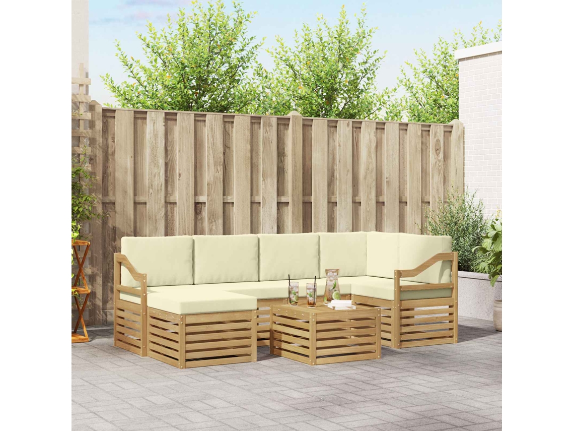 Vidaxl Conjunto De Sofás Para Exterior 7 Unid. Branco E Creme