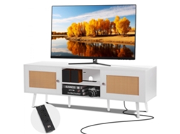 Conjunto De Móveis Para Tv Em Rattan Com Porta, Usb E Tomada Integrada Até 65 Tekmaquinas