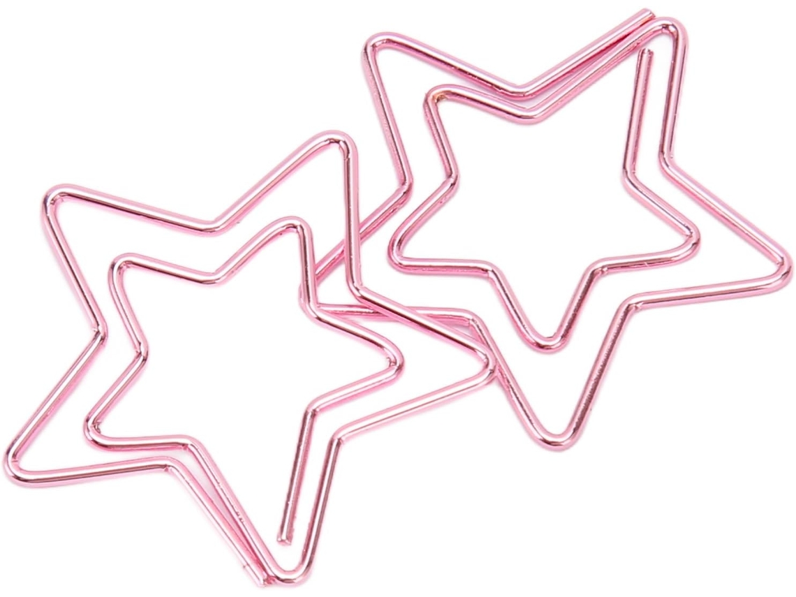 Clips Caneta, Pacote Com 100 Unidades, Clipes Fofos Em Formato De Estrela, Banhados A Metal, Superfície Brilhante