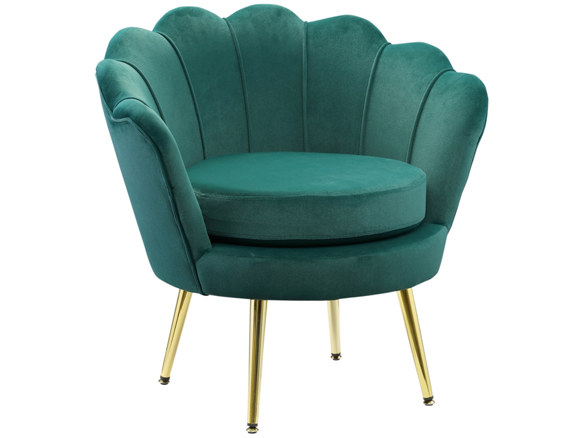 Poltrona de Design Vintage em Veludo Verde para Quarto. ZACHARY