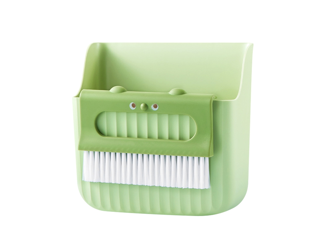 Conjunto de Vassoura e Peneira Mini Urso Fofo Compacto para Mesa e Escritório Verde