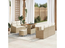 Vidaxl Conjunto De Sofá De Jardim Com Almofada 8 Pcs Bege E Creme