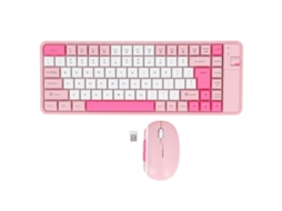 Combo De Teclado E Mouse Sem Fio Rosa