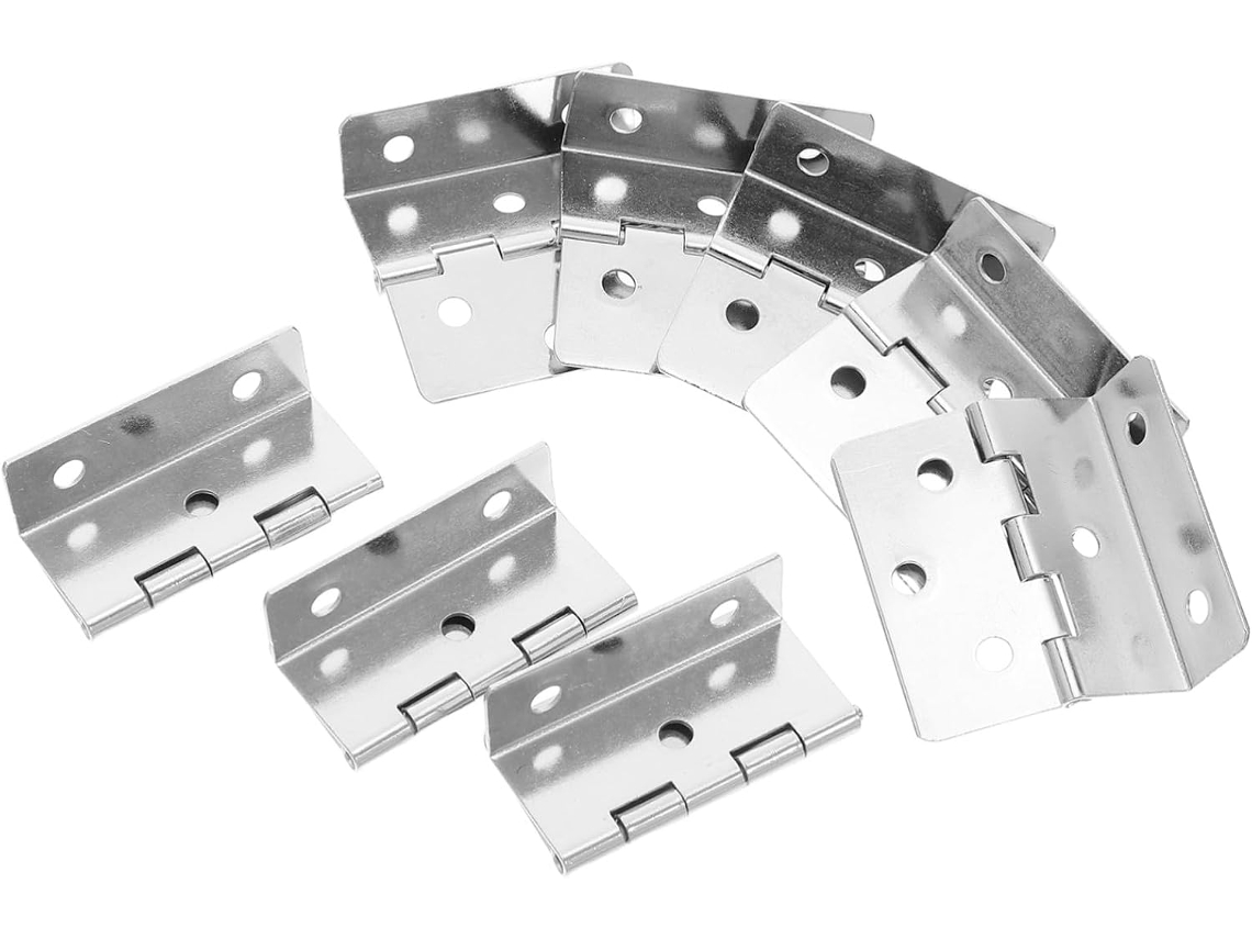 Conjunto De 10 Dobradiças Triplas Prateadas Para Portas Armários, Em