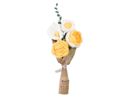 Buquê De Lã Tecido À Mão Decoração Artificial Amarela