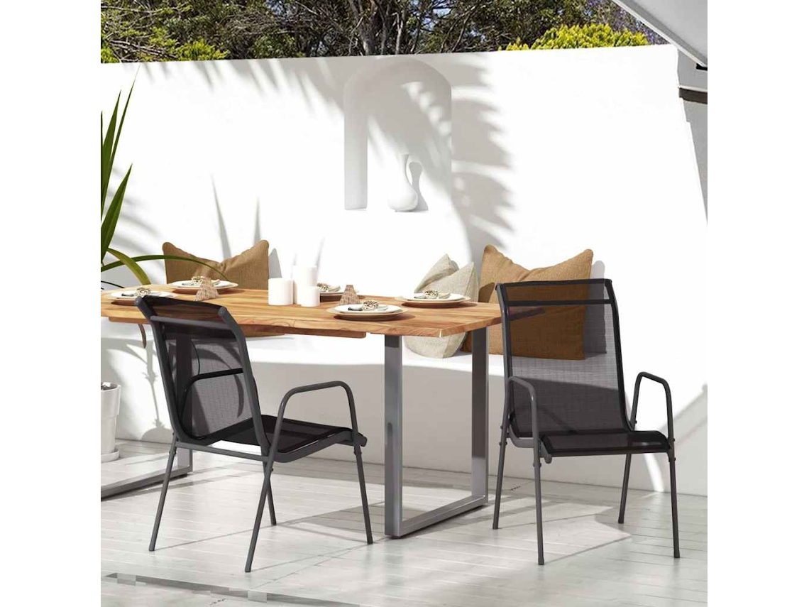 Vidaxl Cadeiras De Jardim 2 Pcs Aço E Textilene Preto