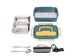 Caja de Almuerzo Eléctrica 1.5l Abs Acero Inoxidable Sellada Anti fugas Con Tenedor Cuchara Bolsa Plug Uk 220v