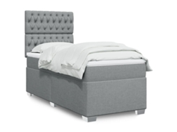 Vidaxl Cama Com Molas/colchão 90x200 Cm Tecido Cinza-claro