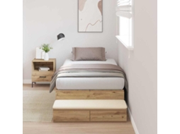 Vidaxl Estrado De Cama Com Arrumação Carvalho Artesanal 100 Cm