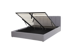 Cama de Casal BELIANI Dreux de Tecido Cinzento Claro 140x200