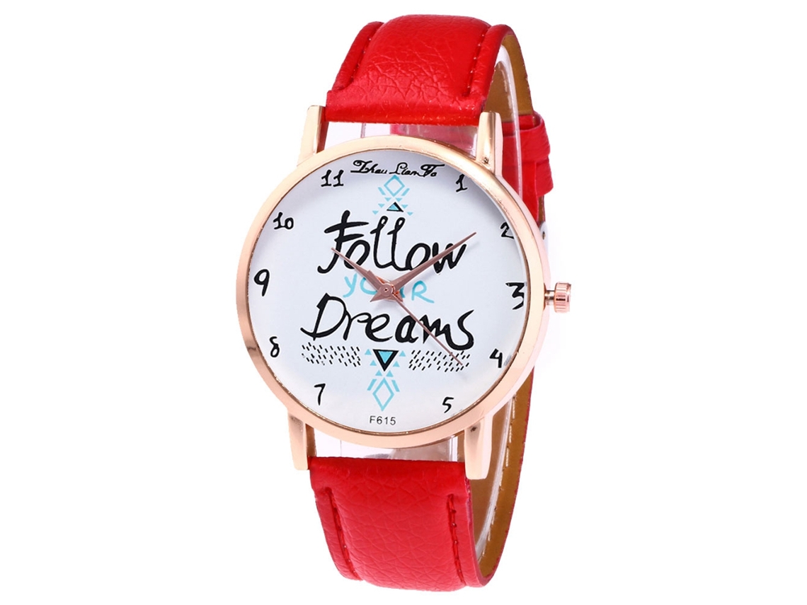 Relógio de Pulso Analógico de Quartzo Zhoulianfa com Pulseira Pu Clássico Simples (vermelho)