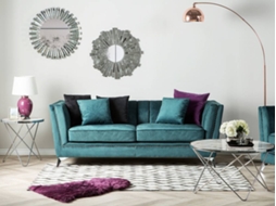 Sofá Gaula (Azul - Veludo - 80x211x77 cm)