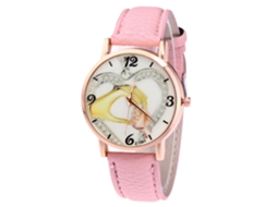 Relógio feminino analógico de quartzo com pulseira de PU Zhoulianfa Gift Jewelry (rosa)