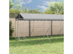 Vidaxl Canil De Exterior Com Teto 2x14x2,5 M Aço Galvanizado Prateado