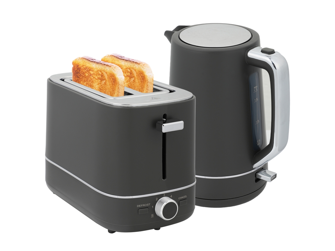 Conjunto De Chaleira E Torradeira De 1,7 L Com 6 Níveis De Douramento, Cinza-kd