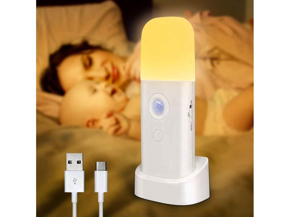Lanterna Noturna Recarregável Com Sensor De Movimento, 2000mah, 5 Níveis De Brilho, Luz Quente Para Crianças E Bebês 1 Peça