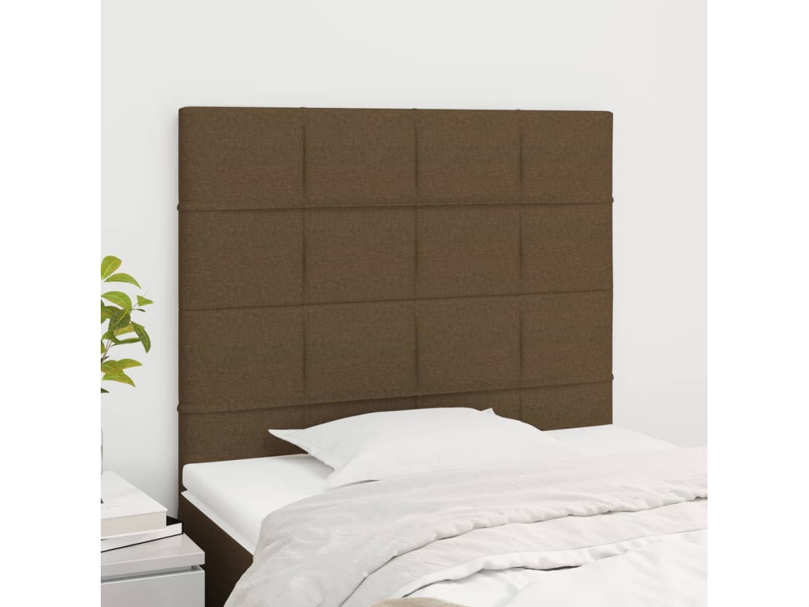 Vidaxl Cabeceira 90x5x118/128 Cm Tecido Castanho Escuro