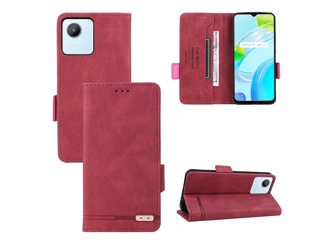 Capa De Couro Flip Com Fecho Magnético Para Realme C30