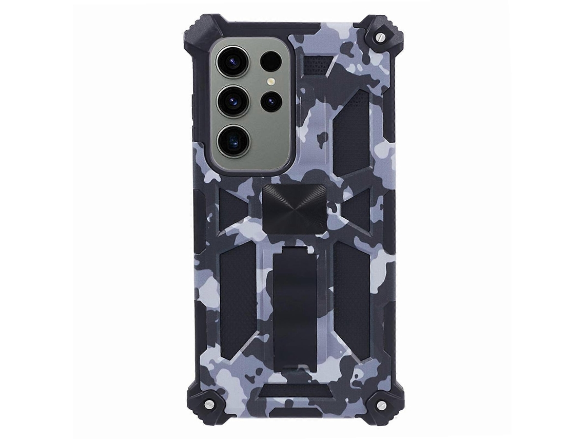 Capa Tkdaddy Para Samsung Galaxy S25 Ultra Com Suporte De Pc Tpu Camuflagem Militar Capa De Telefone Camuflagem Preta