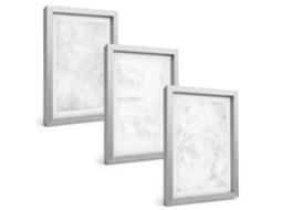 Composição De Quadrosfundo Minimalista Com Pontos Brancos Moldura Prateada Imagens Para Um Quarto Infantil Espelharte (3 Peças 20x30 Cm)