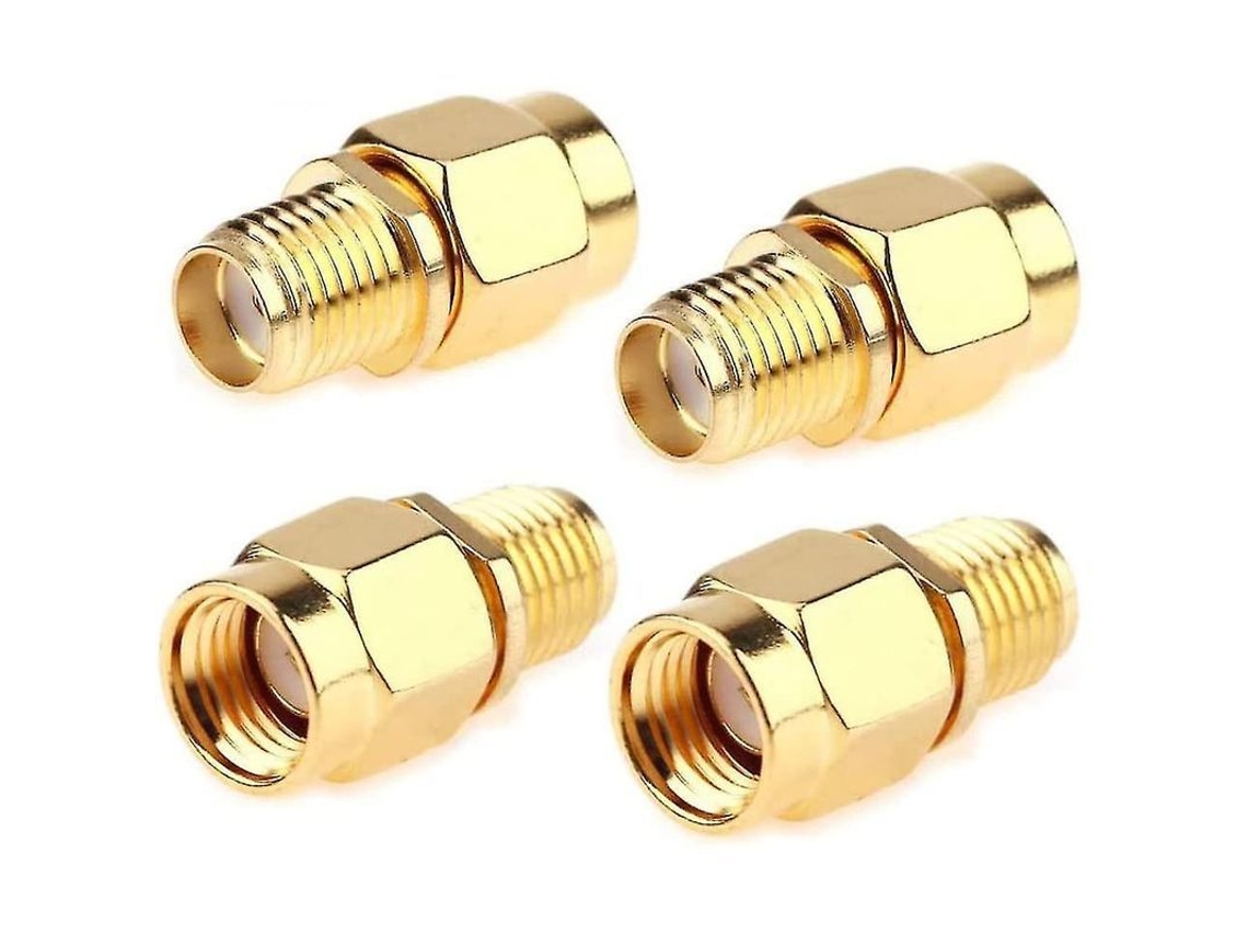 Adaptador SMA Fêmea a RP SMA Macho, Coaxial, 50 ohm, Latón Puro, para Antena Wi-Fi S/MARCA