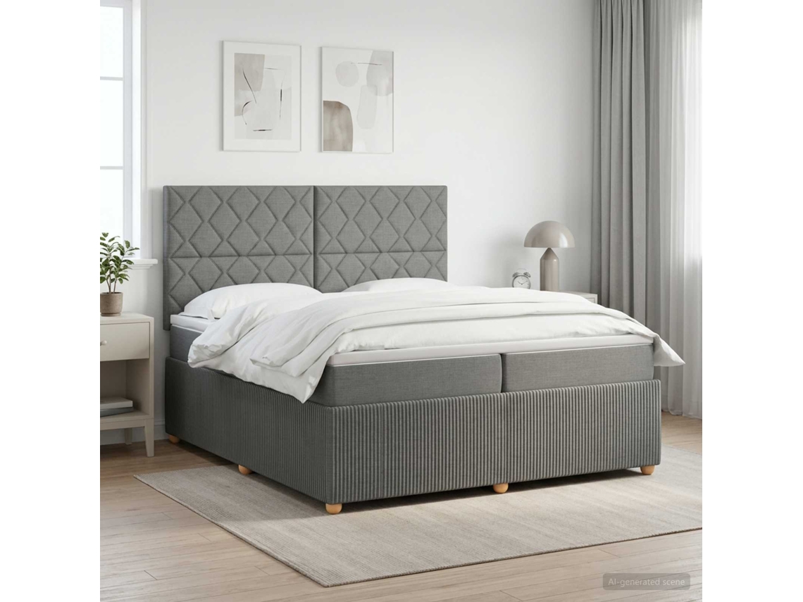 Vidaxl Cama Box Spring Com Colchão Cinzento-escuro 200 X 200 Cm Tecido