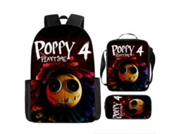 Conjunto De Três Peças De Mochila Infantil Com Estampado De Desenhos Animados: Mochila Escolar Com Alças, Lancheira Térmica E Estojo, Modelo 4