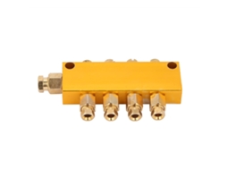 Bloco de válvulas distribuidoras de óleo de latão ajustável, entrada de 6 mm, saída de 4 mm, 1 x 4