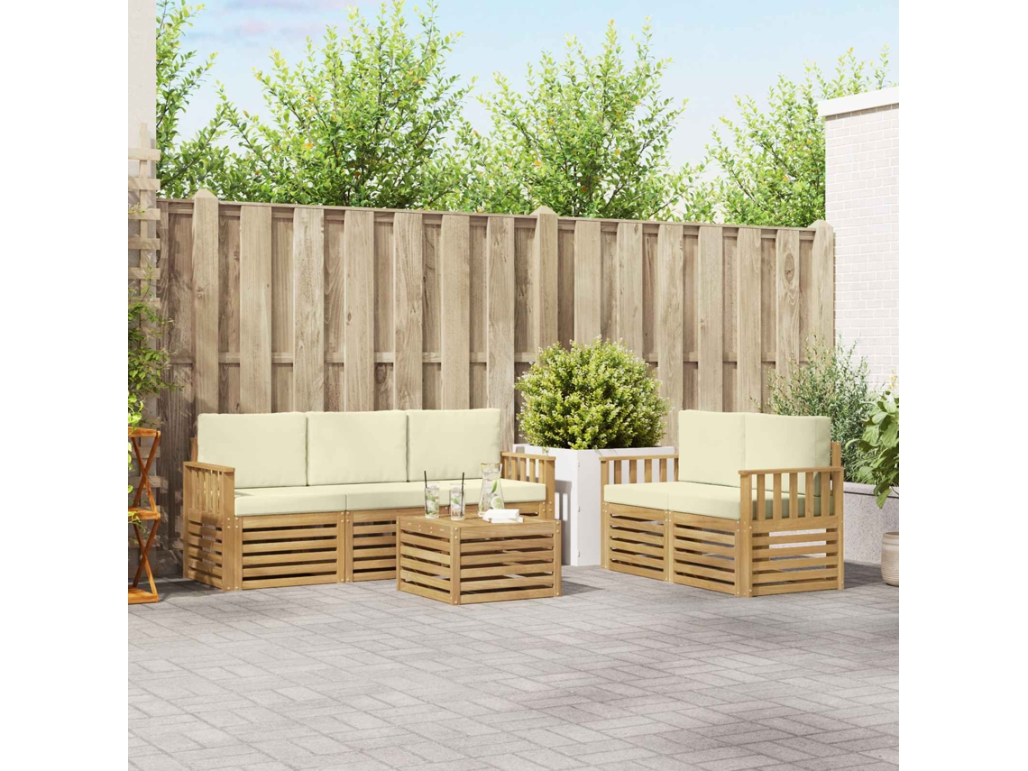 Vidaxl Conjunto De Sofás Para Exterior 6 Unid. Branco E Creme