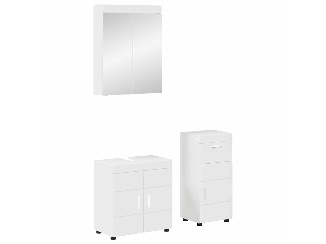 Vidaxl Conjunto De Móveis Para Banheiro Tulum 3 Unid. Branco Brilhante