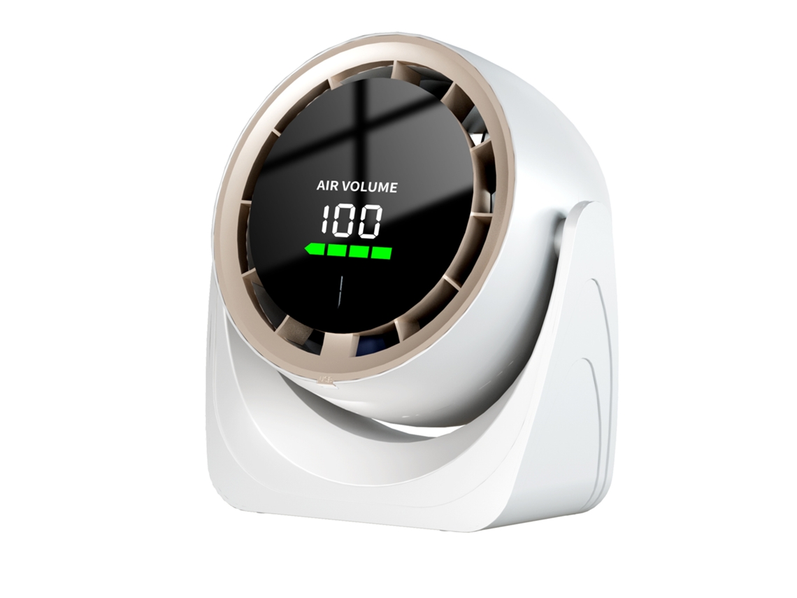 Ventilador de Mesa MDUG com controle remoto, visor digital, inclinável 105°, recarregável USB