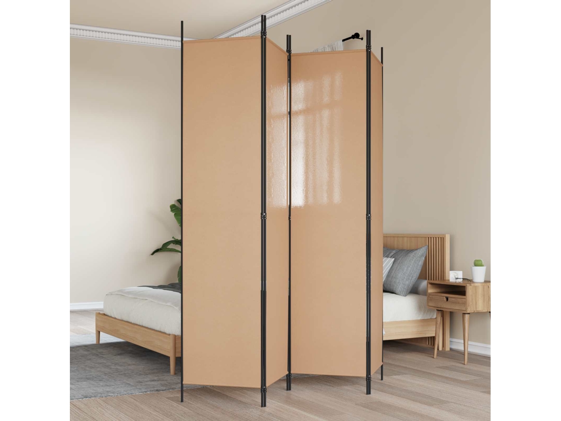 Vidaxl Divisória De Quatro Painéis Bege 200 X 220 Cm Tecido