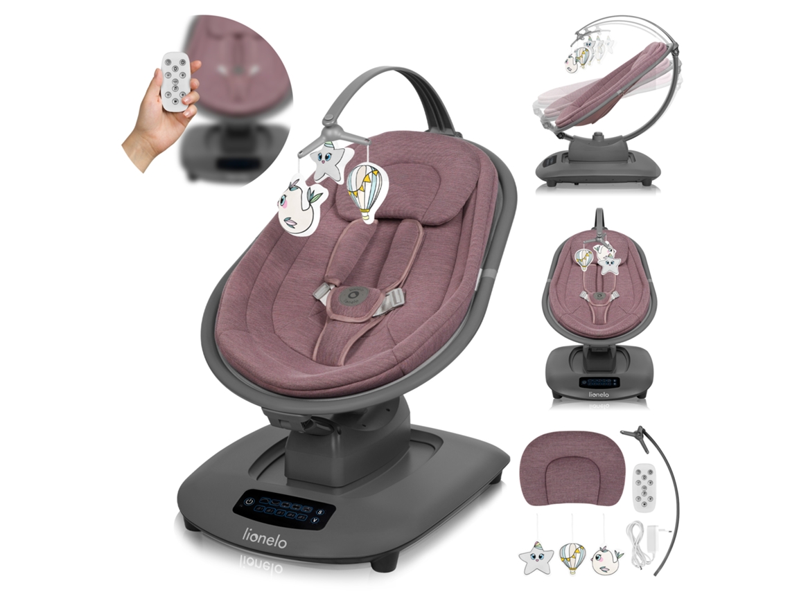 Espreguiçadeira Balanço Elétrico Lionelo Blossom Para Bebês Capa Com 60% De Bambu 5 Movimentos Controle Remoto