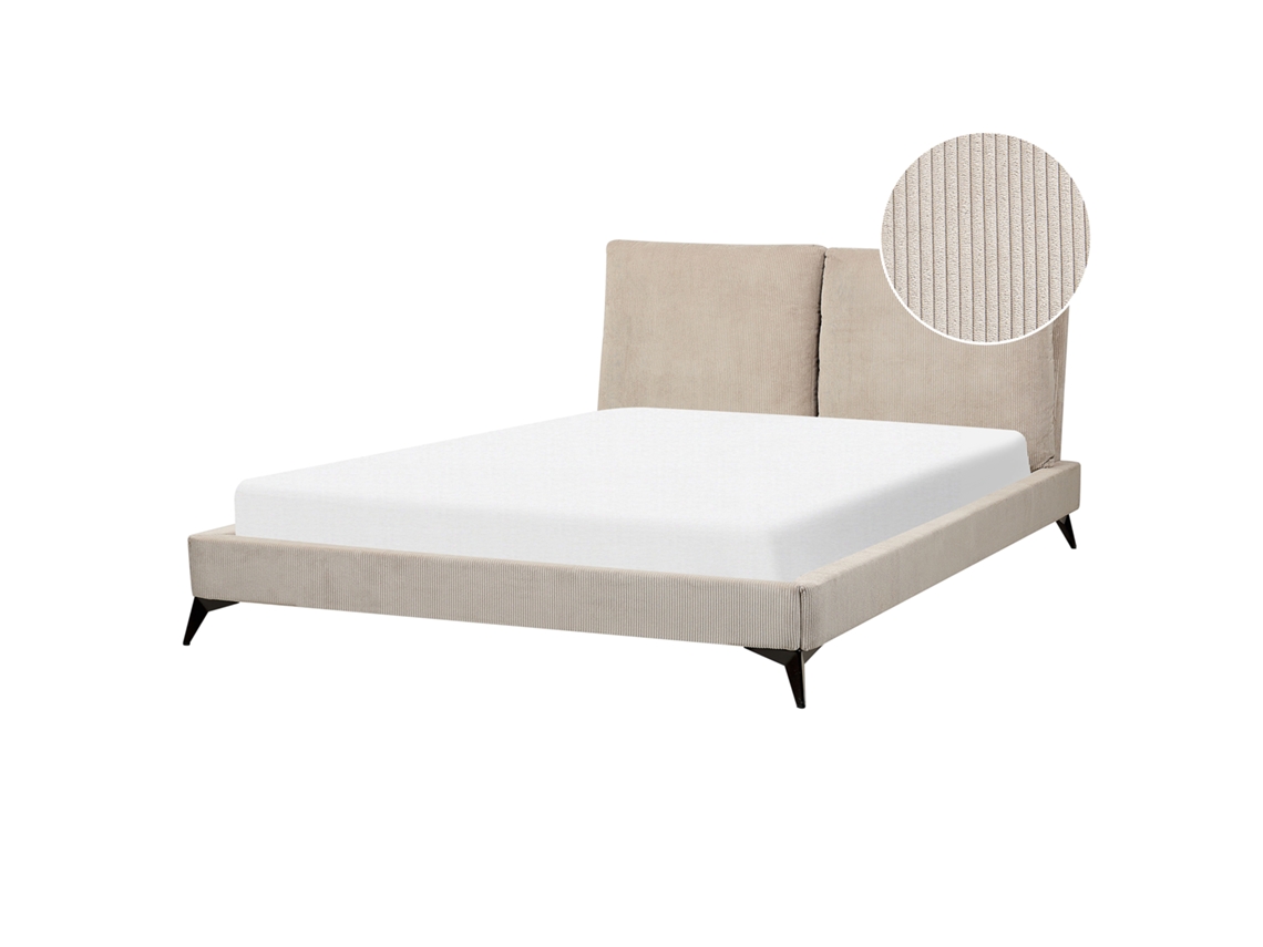 Cama de Casal BELIANI Melle de Bombazine Taupe 160x200