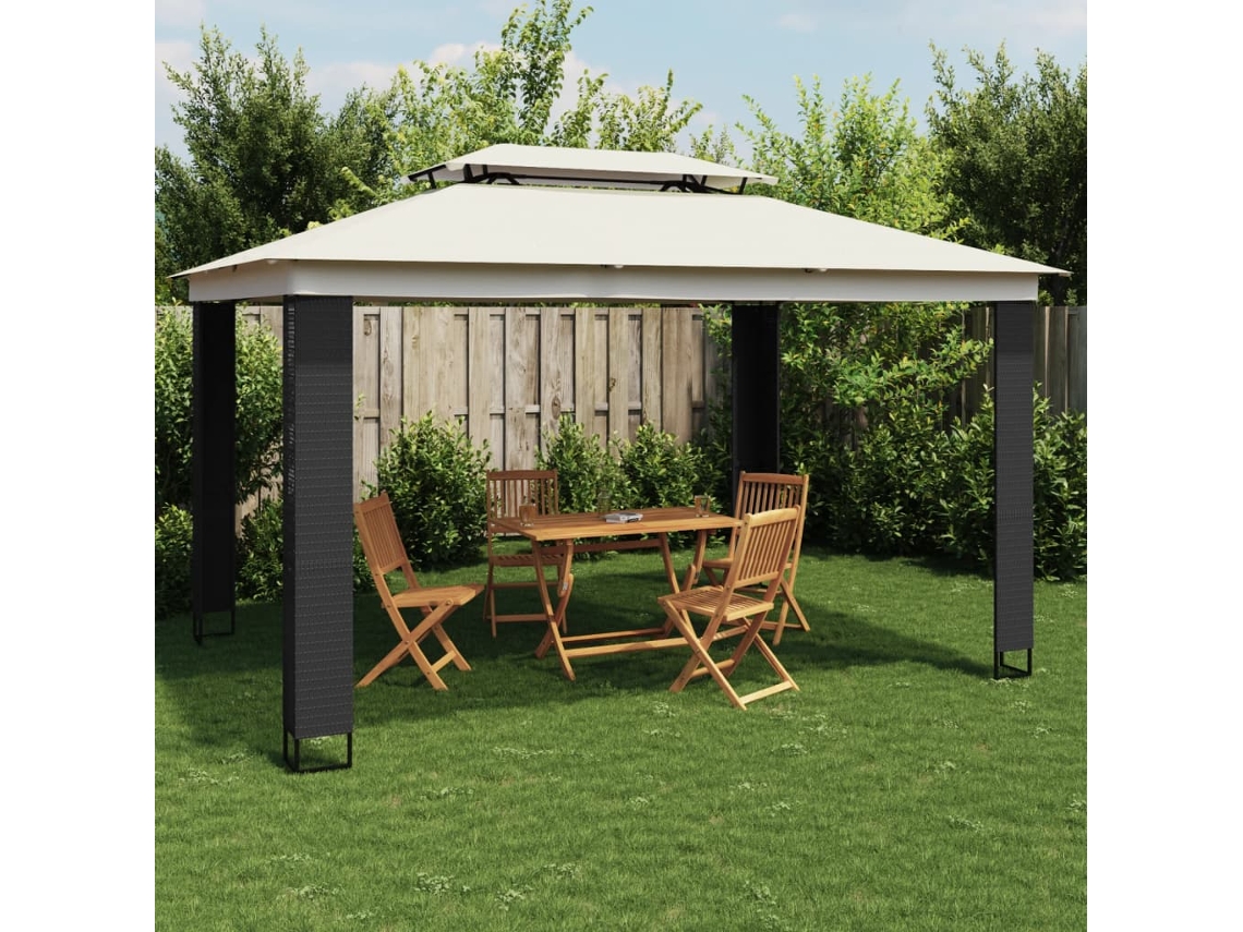 Vidaxl Gazebo Com Telhado Duplo 3,94x2,96 M Aço Creme