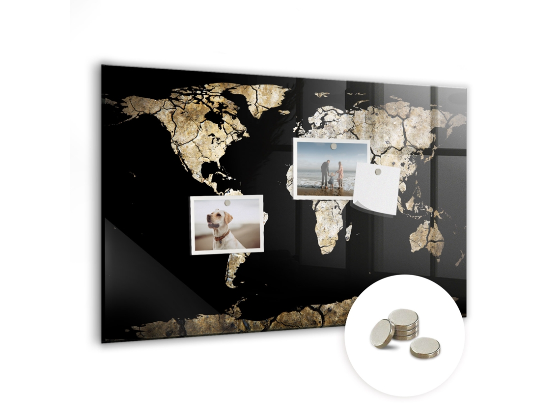 Quadro Magnético De Parede Mapa-mundo Da Seca Para O Escritório Espelharte (60x40 Cm)